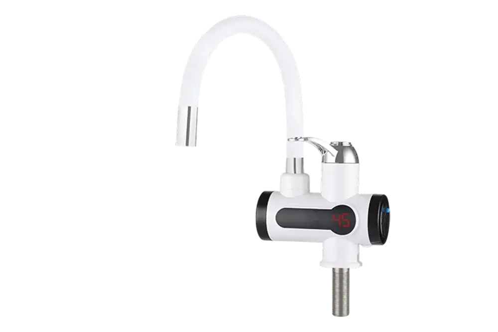 Проточный кран-водонагреватель UNIPUMP BEF-008AF с дисплеем и гибким изливом (силикон)